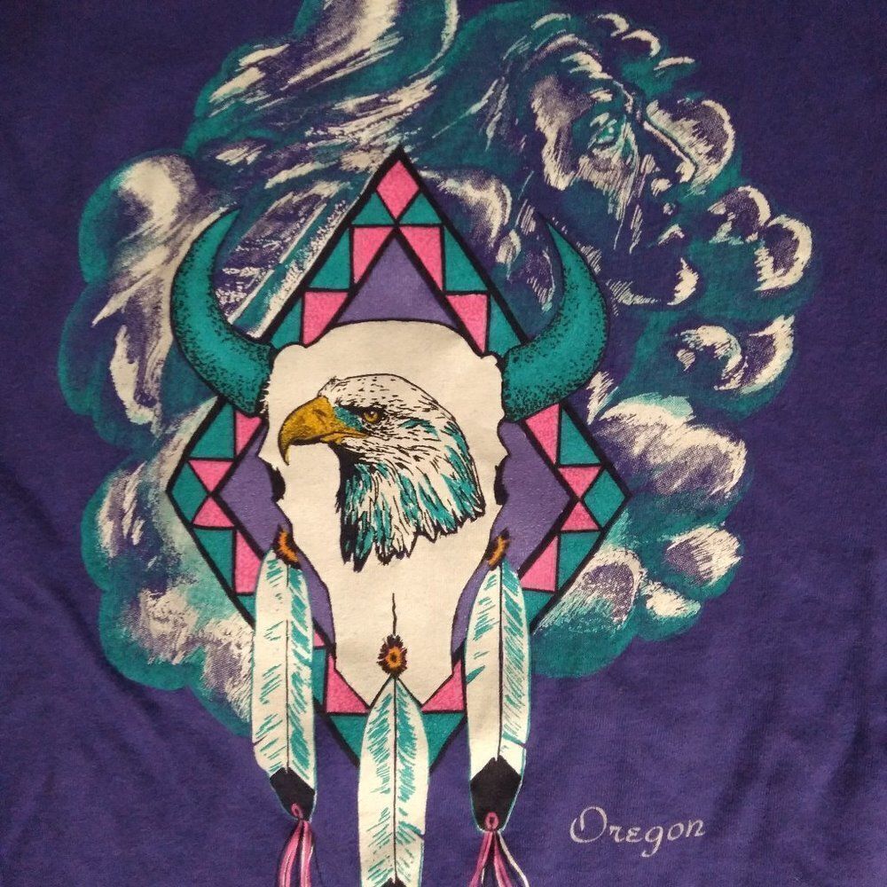 Vintage Oregon Bald Eagle Cow Skull Dreamcatcher Long Sleeve T-Shirt